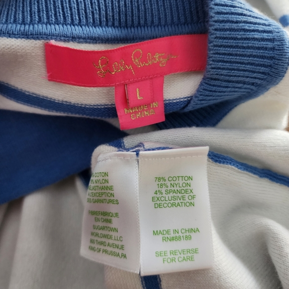 Lilly Pulitzer Dasha Striped Fringed Sweater Blue White Size Large - Picture 8 of 8